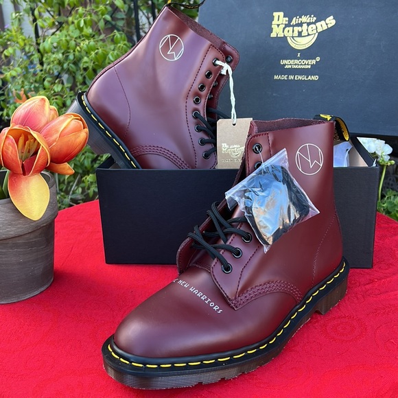 🏴󠁧󠁢󠁥󠁮󠁧󠁿 New MIE Undercover x Dr. Martens Cherry Red 1460 Boots UK 7 - Picture 13 of 17